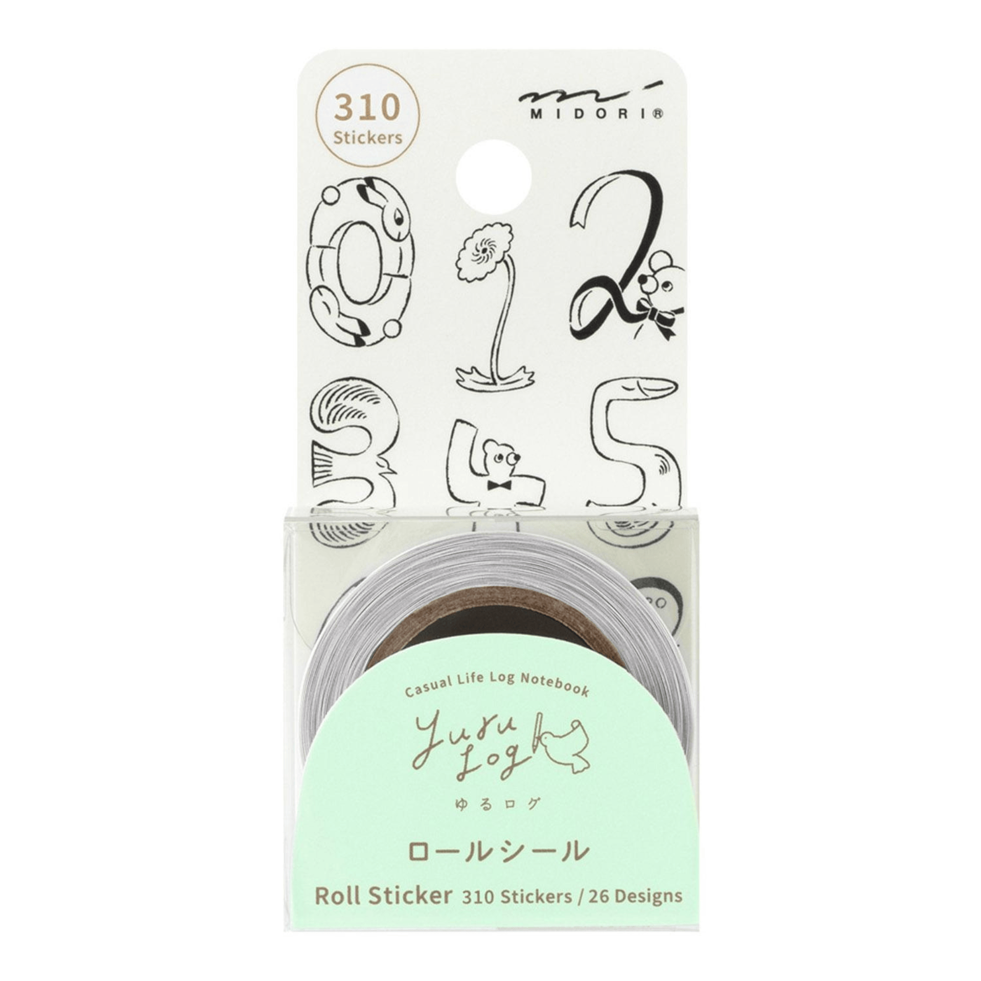 Midori Stickers Stickers Roll Yuru Log - Numbers