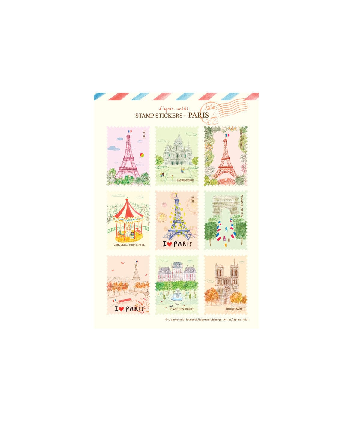Pansydaisy Korea Stickers Travel Stamp Stickers - Paris
