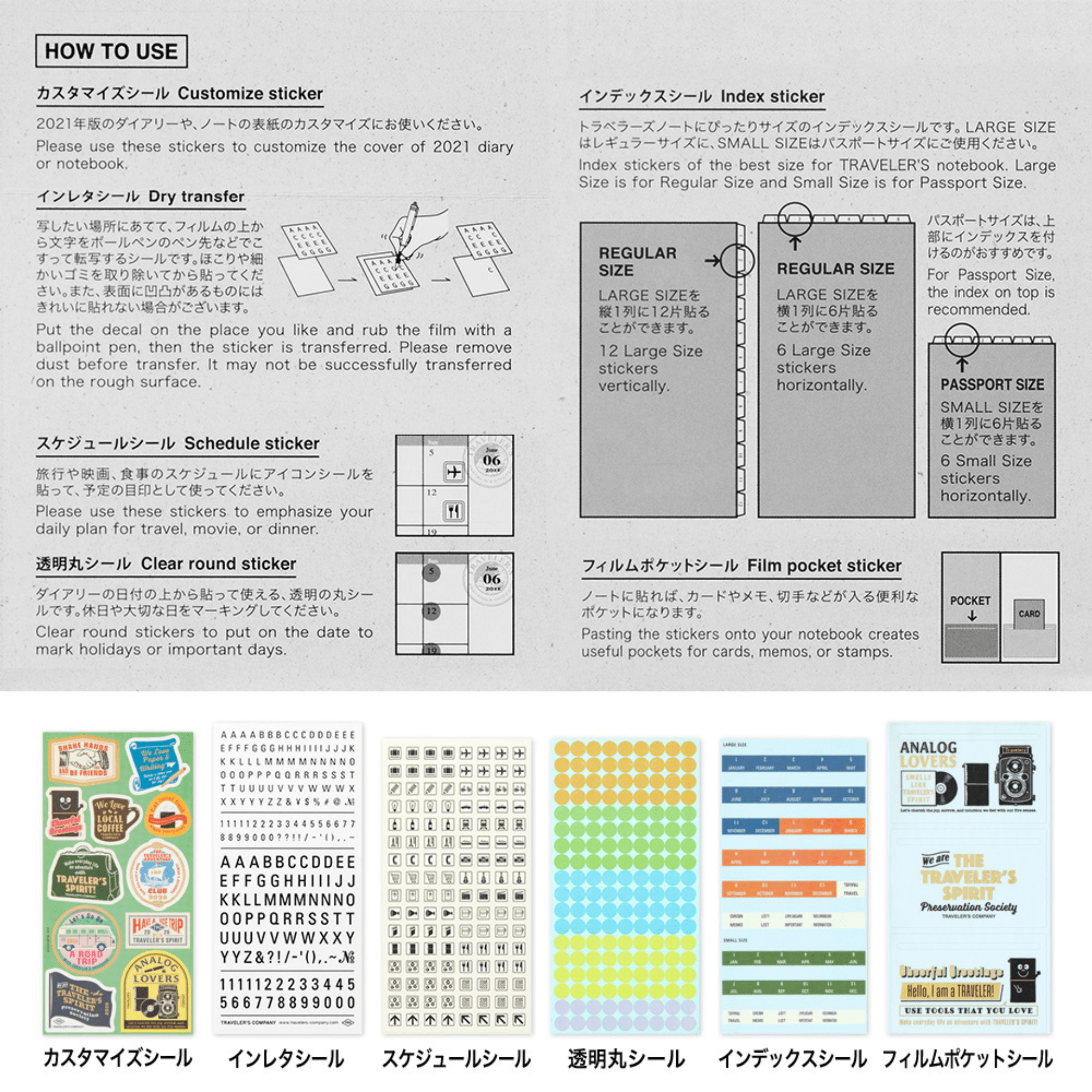 Traveler's Company Japan Stickers Traveler's Notebook Set Adesivi 2026 - Edizione Limitata