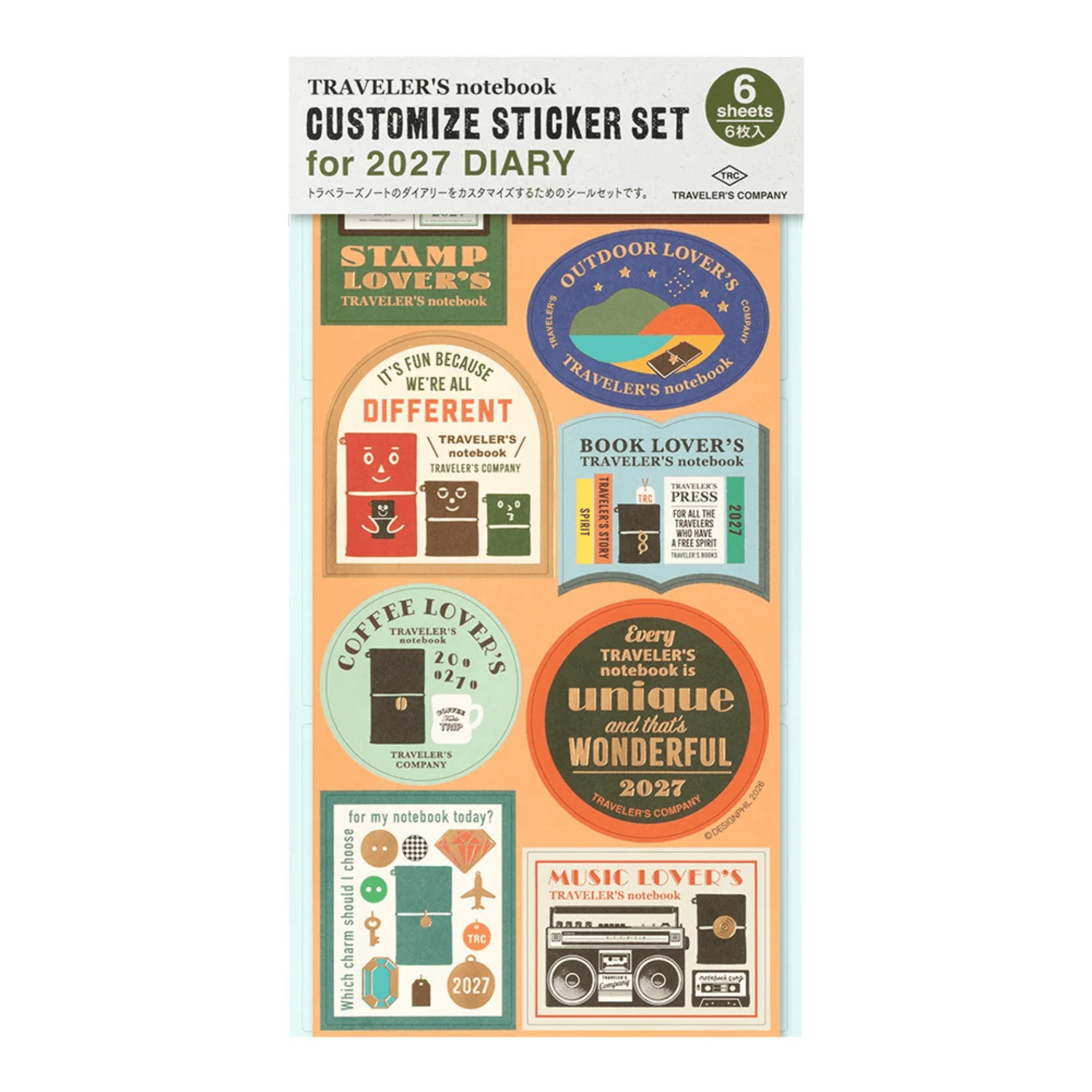 Traveler's Company Japan Stickers Traveler's Notebook Stickers Set 2027 - Edizione Limitata
