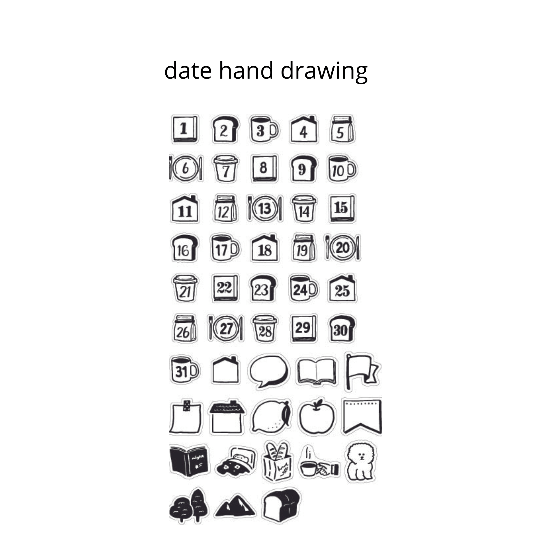 Mark's Tokyo Stickers Date Hand Drawing Washi stickers Date