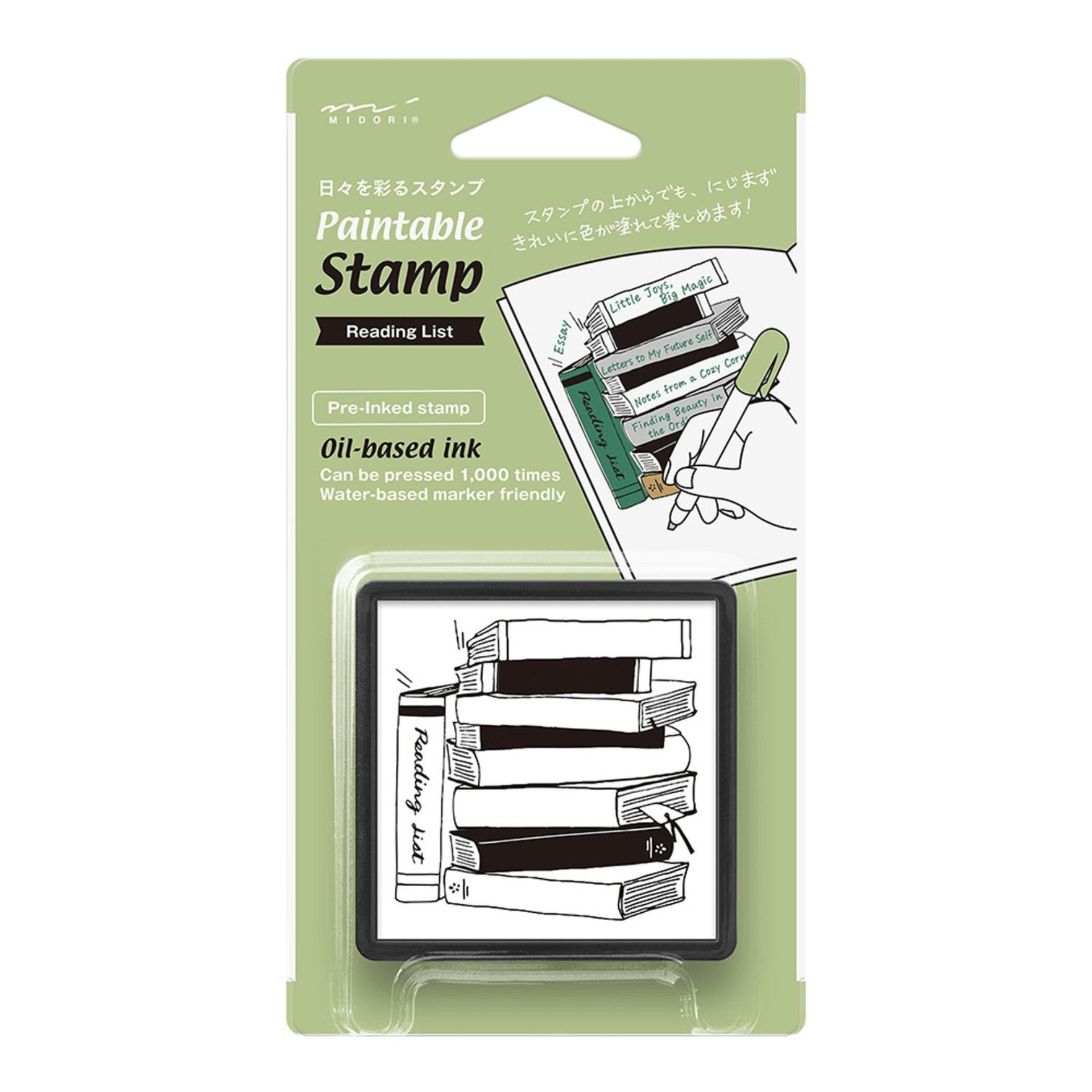 Midori Timbri Timbro Paintable Pre-inked - Reading List