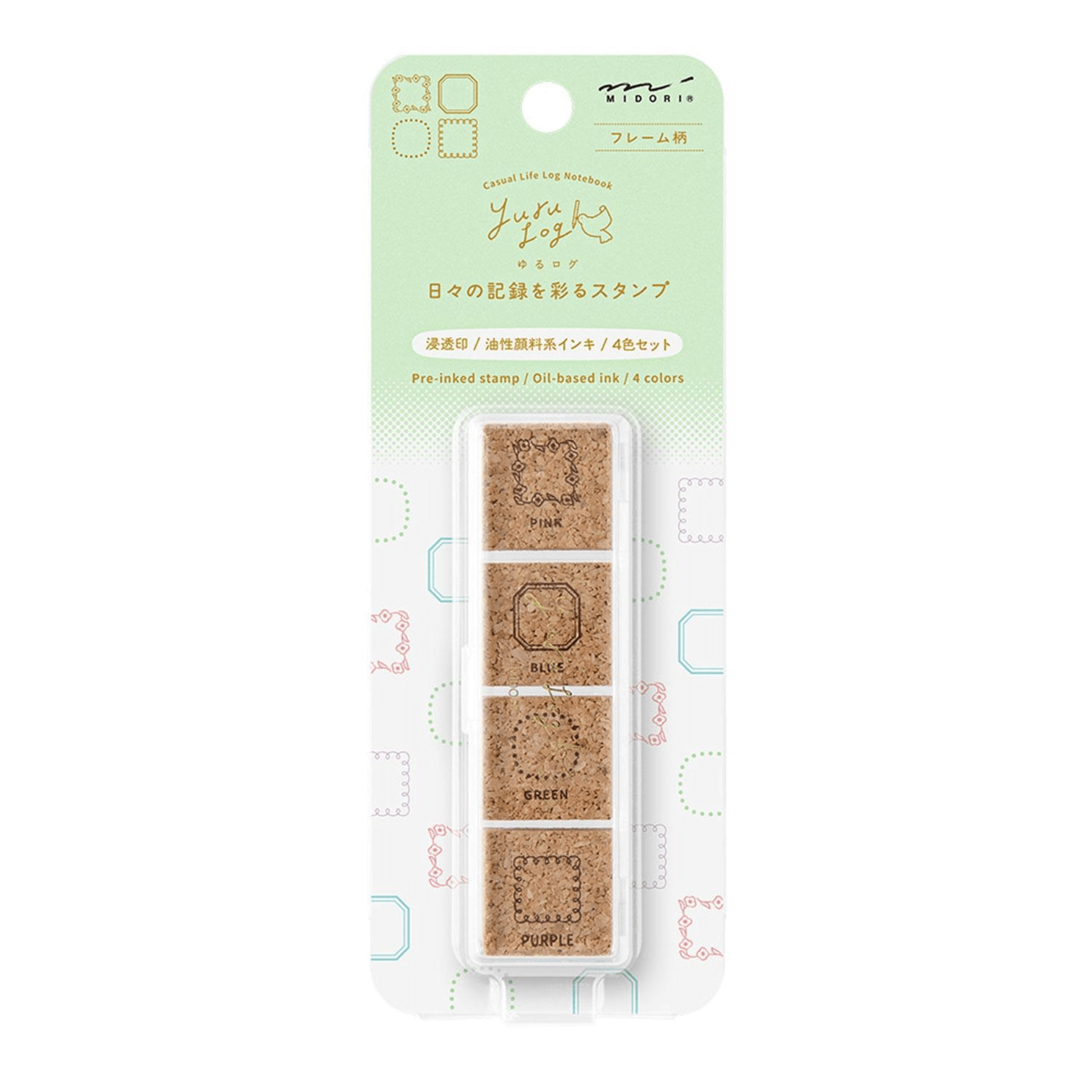 Midori Timbri Timbro Yuru Log Pre-inked Stamp Frame