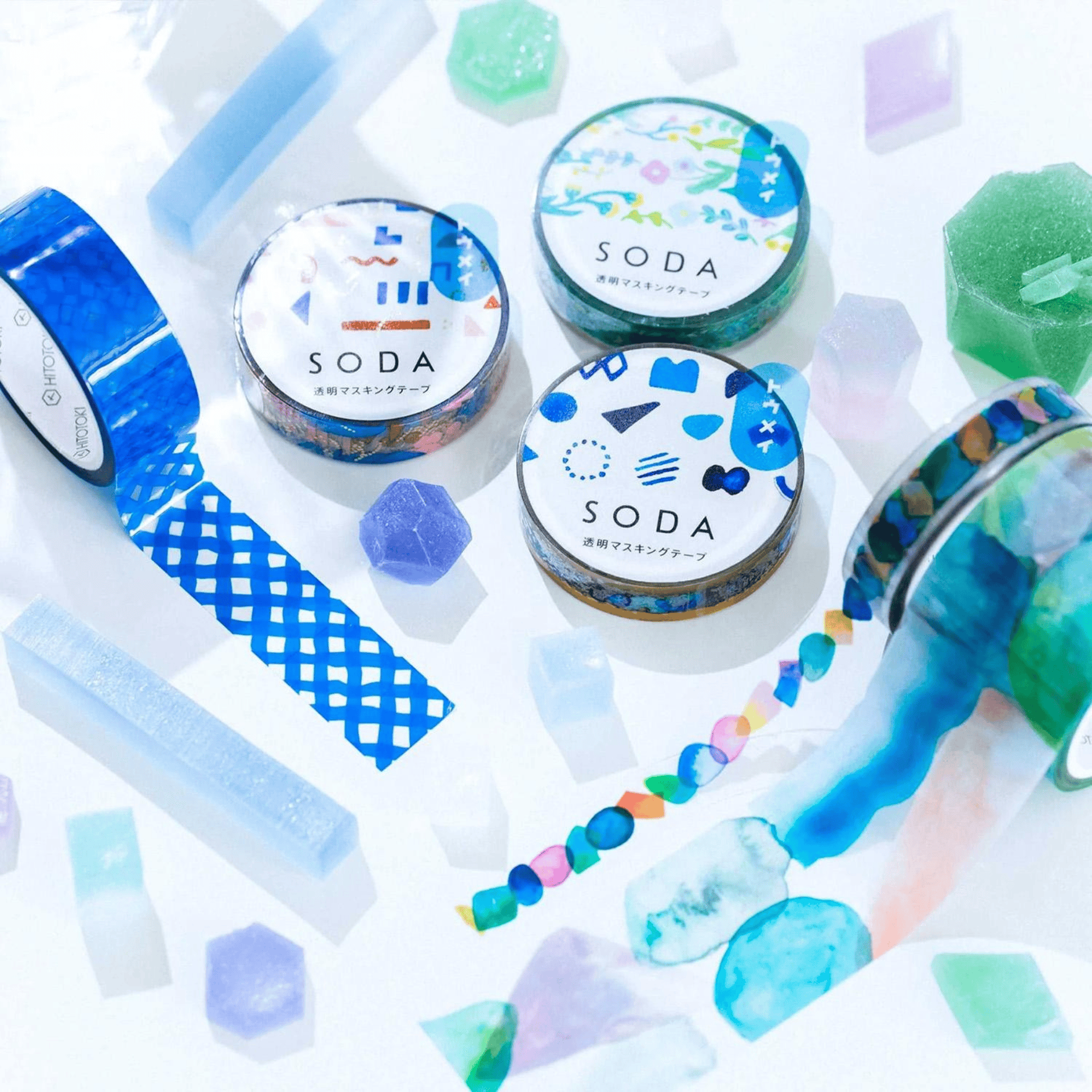 King Jim Hitotoki Washi Tape Trasparent Tape Soda - 15mm Cross