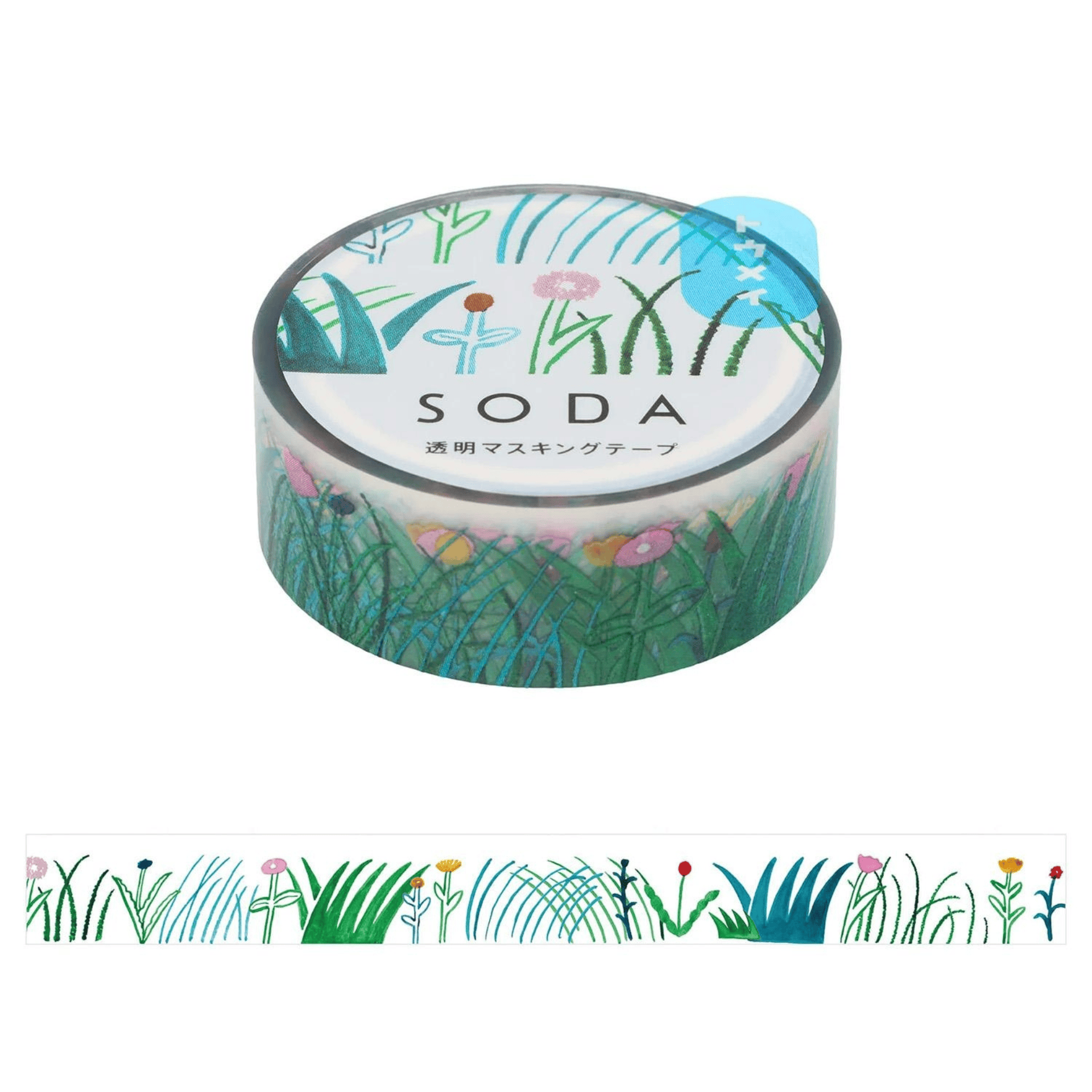King Jim Hitotoki Washi Tape Trasparent Tape Soda - 15mm Grass