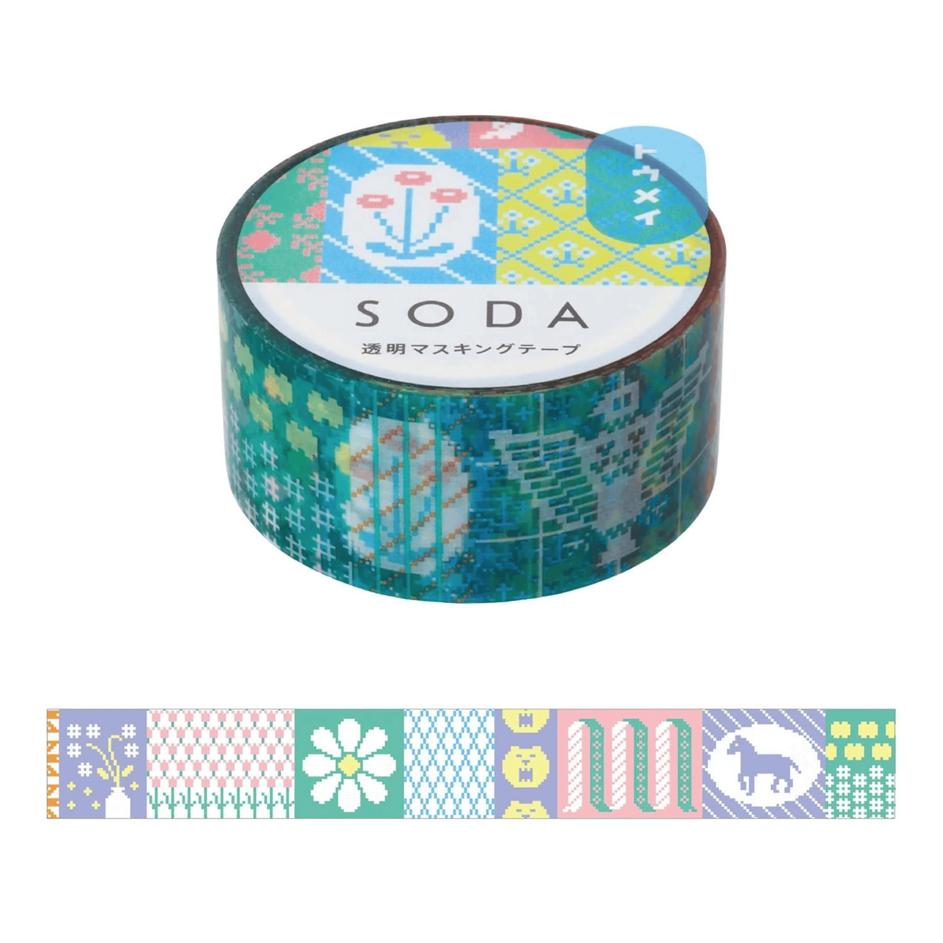 King Jim Hitotoki Washi Tape Trasparent Tape Soda - 20mm Retro