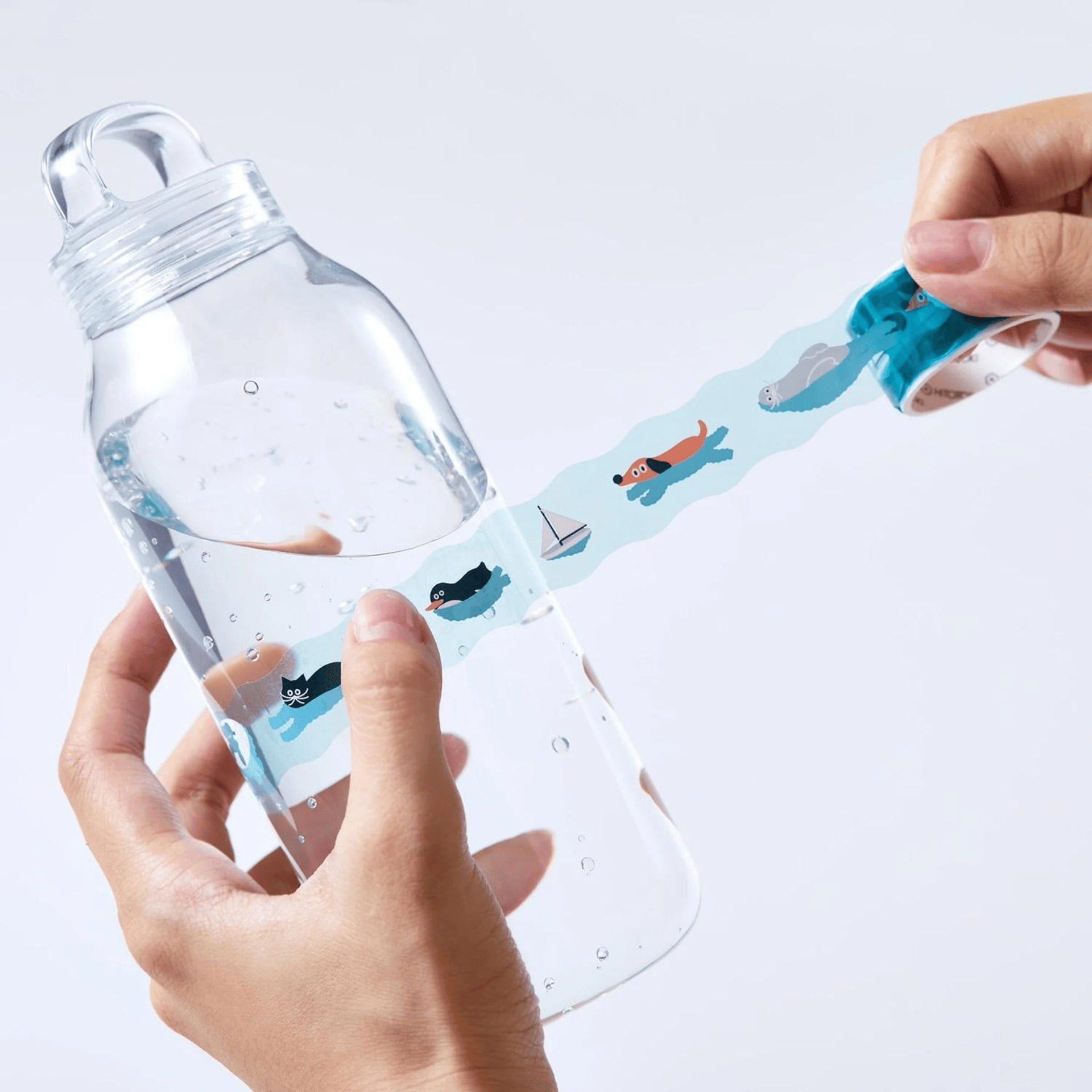 King Jim Hitotoki Washi Tape Trasparent Tape Soda - 20mm Swimming