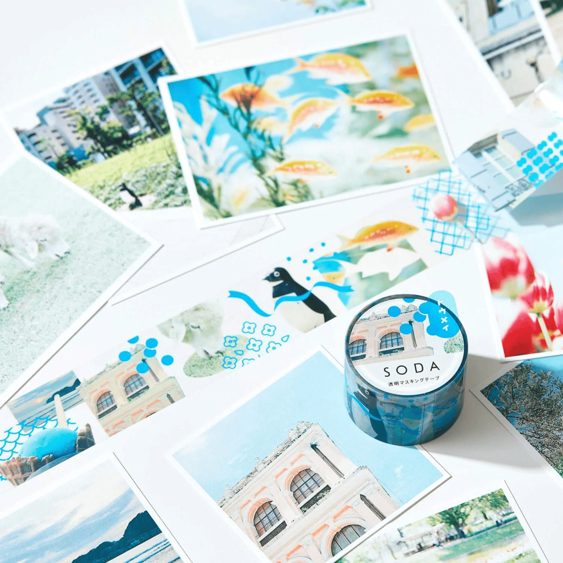 King Jim Hitotoki Washi Tape Trasparent Tape Soda - 30mm Photo