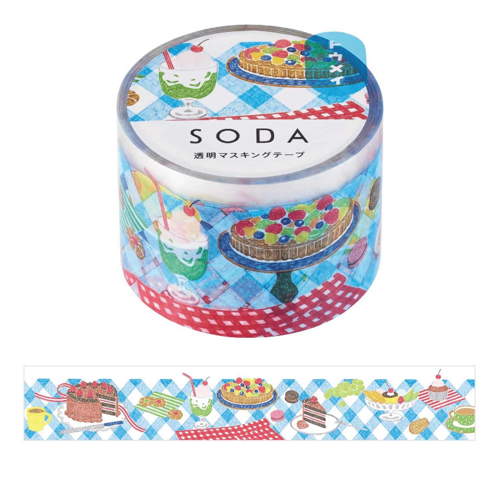 King Jim Hitotoki Washi Tape Trasparent Tape Soda - 30mm Tea Time