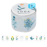 King Jim Hitotoki Washi Tape Trasparent Tape Soda - 30mm Wild Flowers