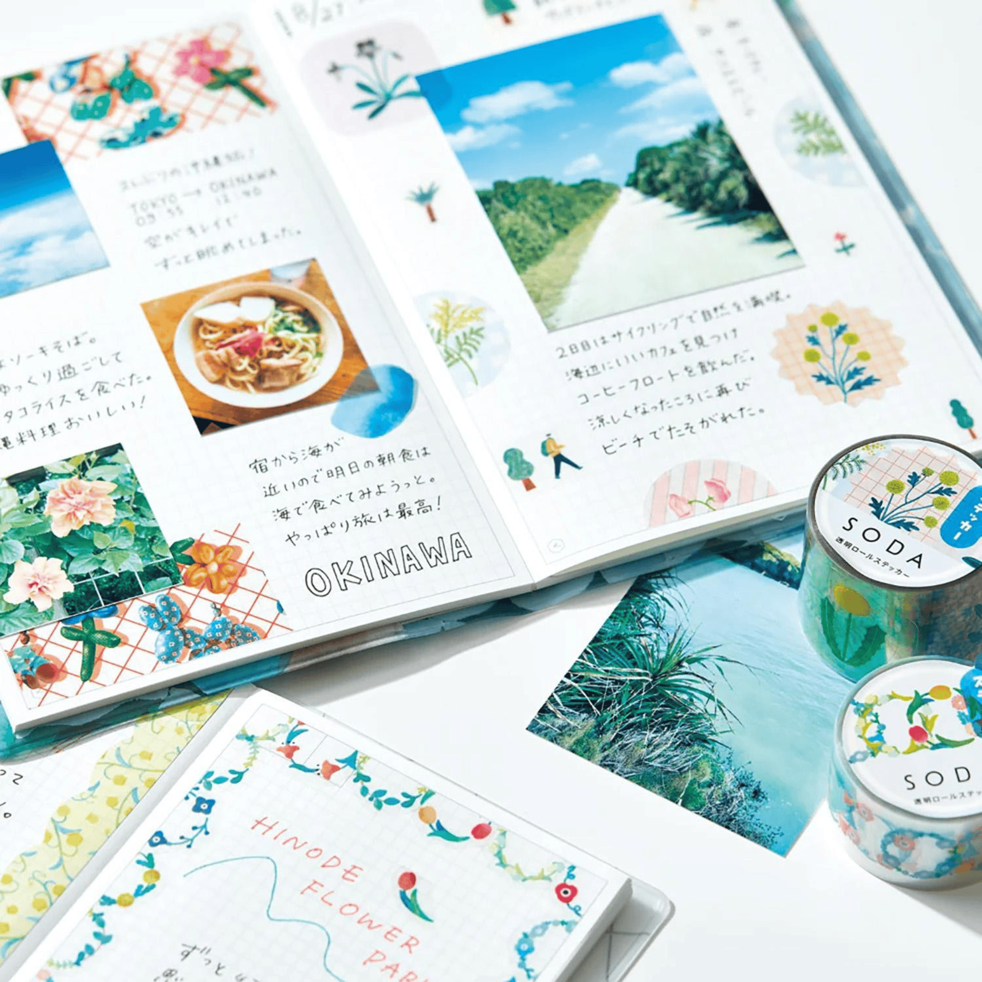 King Jim Hitotoki Washi Tape Trasparent Tape Soda - SLIM Flowers