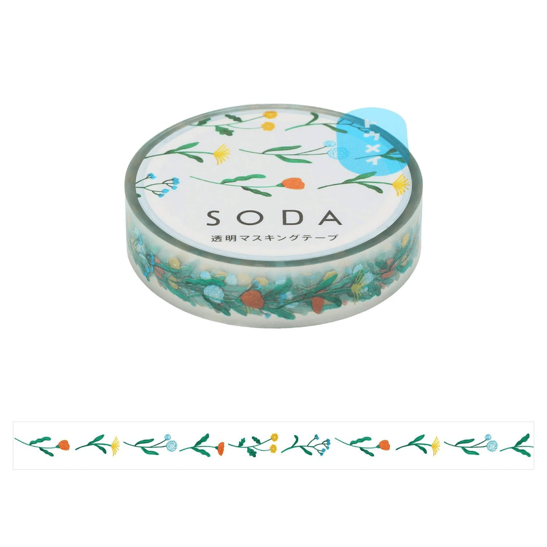 King Jim Hitotoki Washi Tape Trasparent Tape Soda - SLIM Flowers