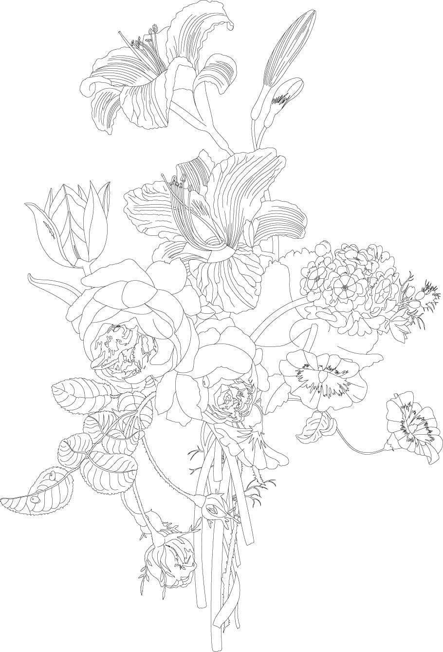 Pepin Press Book Coloring Book - Still life bouquet