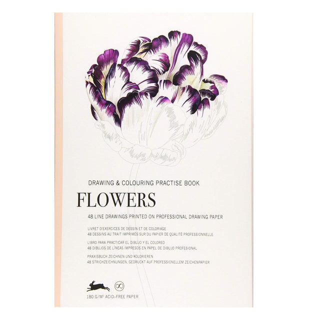 Pepin Press Book Drawing & Colouring Practise Book - Flowers