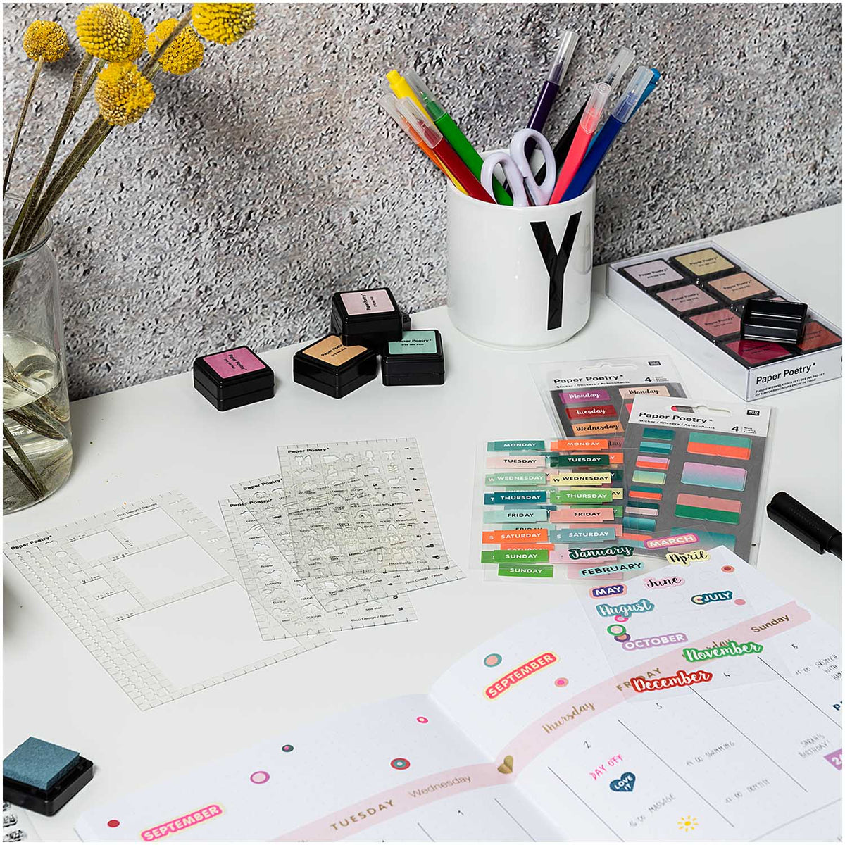Set 9 Stencil Flessibili Per Bullet Journal - 13.5x6 Cm, Riutilizzabili, Per Disegno E Checklist