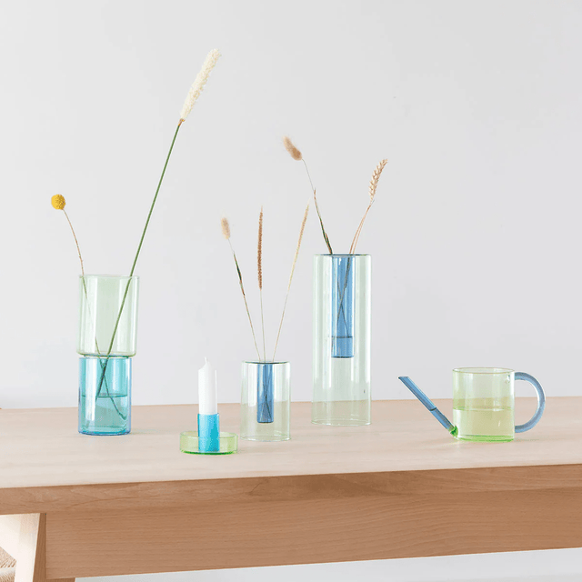 Block Design Home e accessori Reversible Glass Vase - Green&Blue