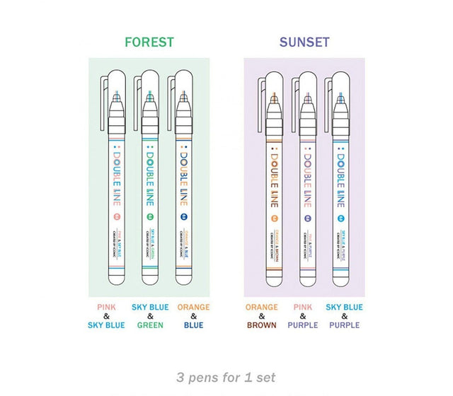Iconic Penne Double Line Forest Pens - Set da 3