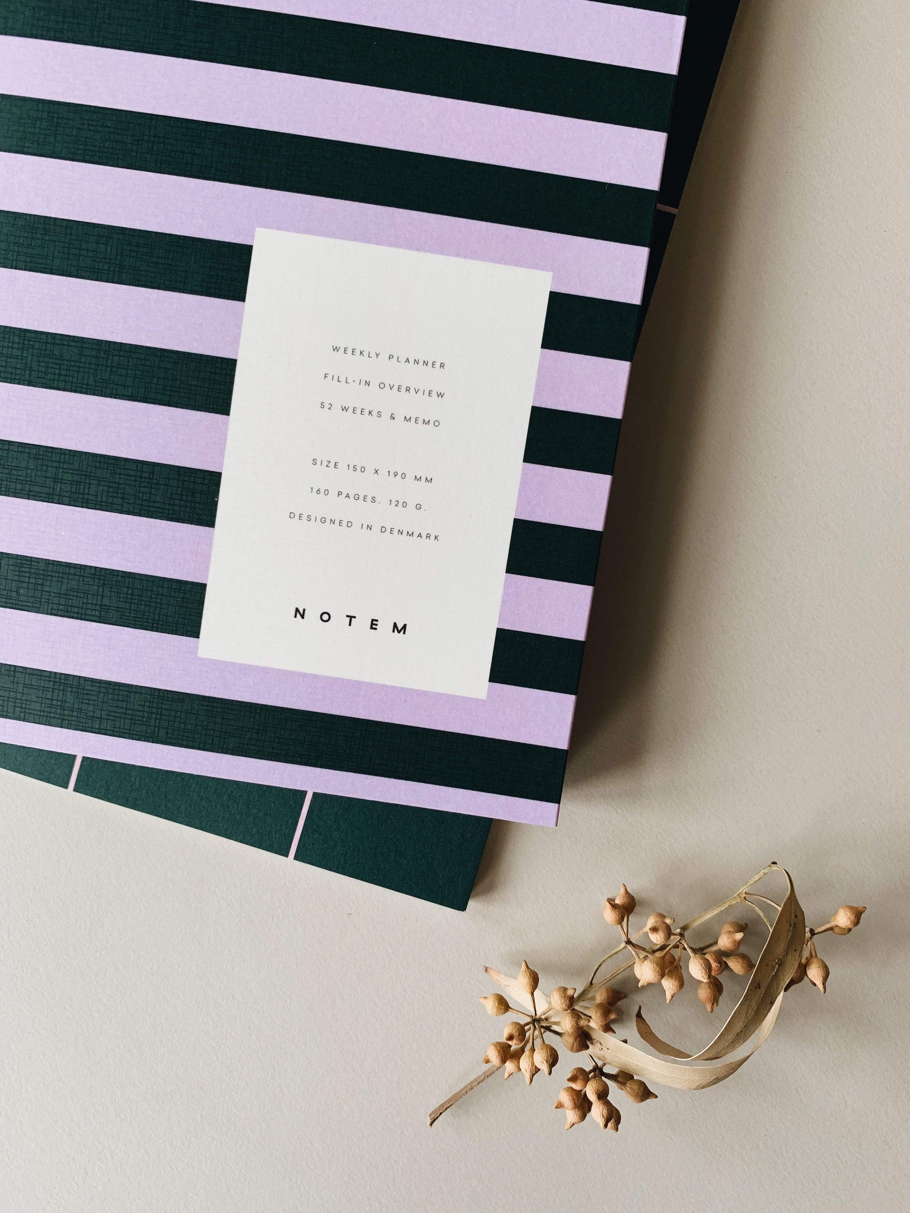 Notem Planner Uma Weekly Planner Green&Rose Stripes