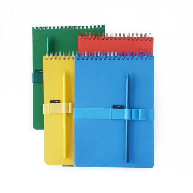 Papelote Quaderni Spiral Block A5 - Green con elastico e matita