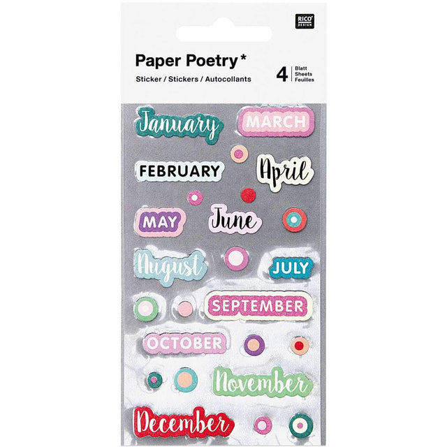 Rico Design Stickers Stickers Months per Bullet Journal