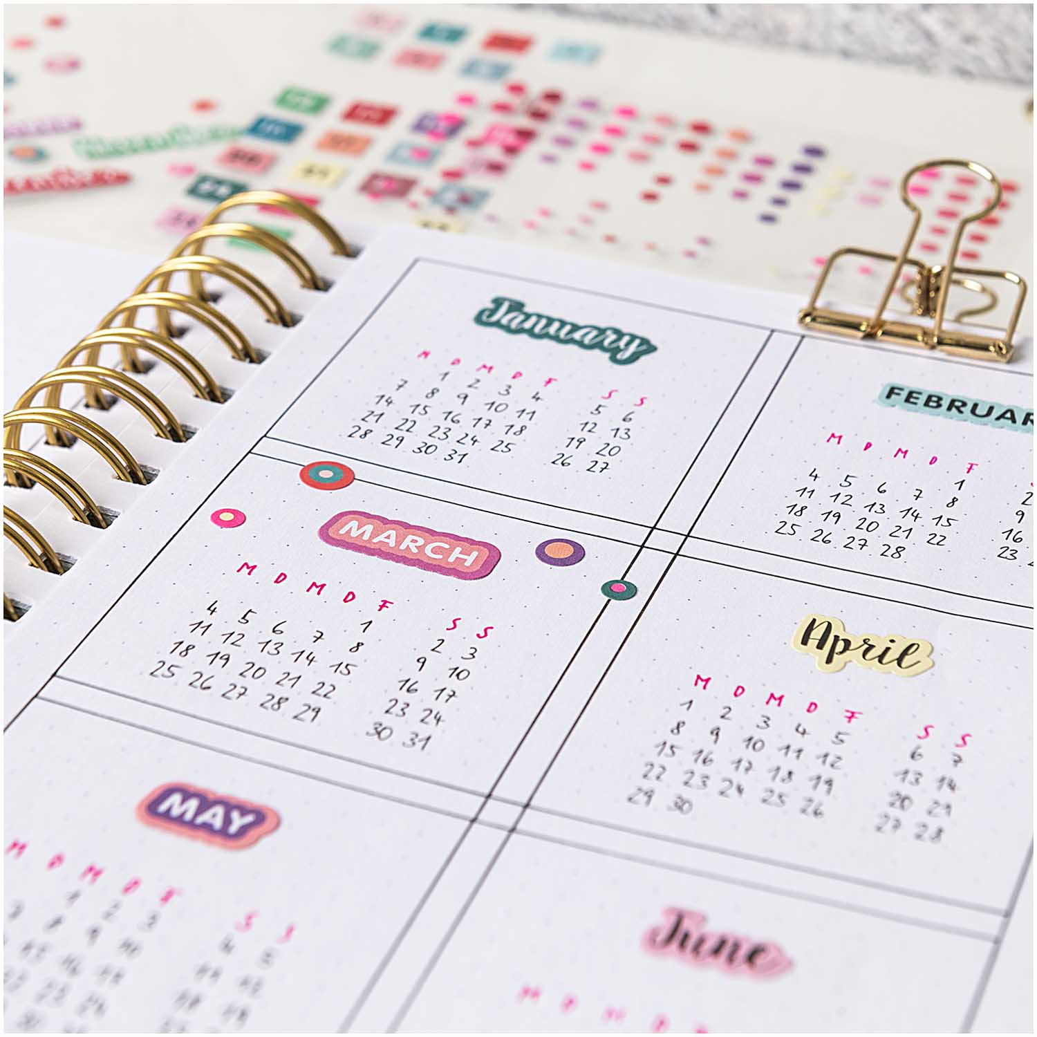 Rico Design Stickers Stickers Months per Bullet Journal