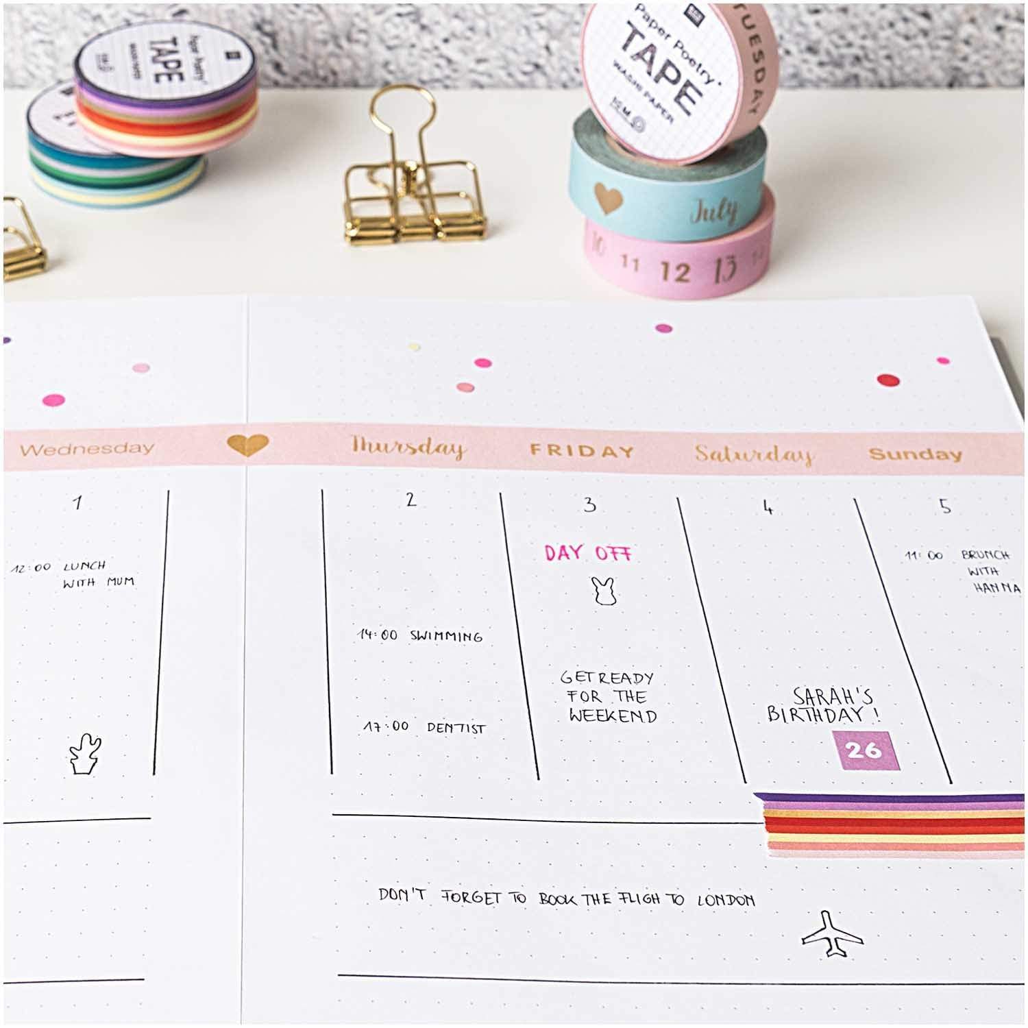 Rico Design Washi Tape Washi tape per bullet - Mesi dell'anno