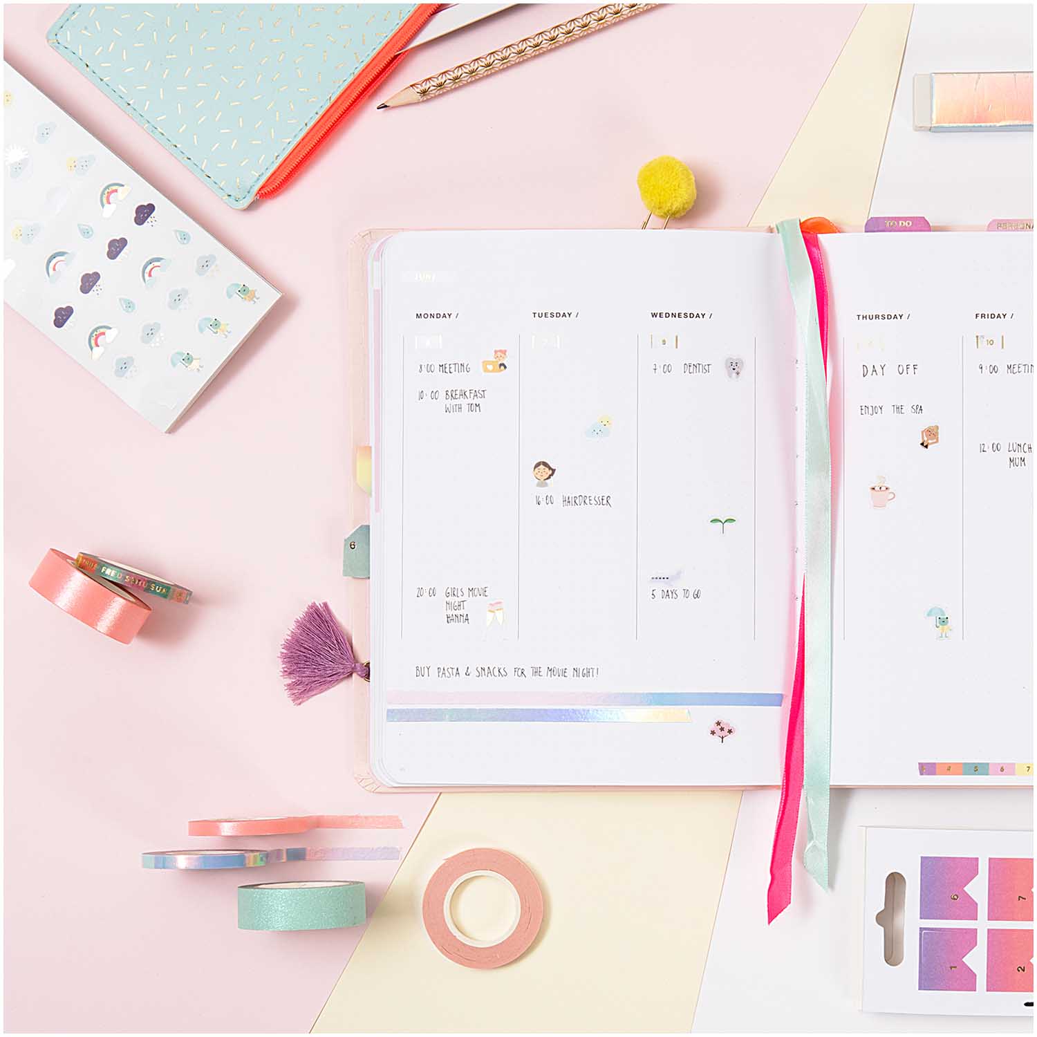 Rico Design Washi Tape Washi tape Slim Days&Numbers
