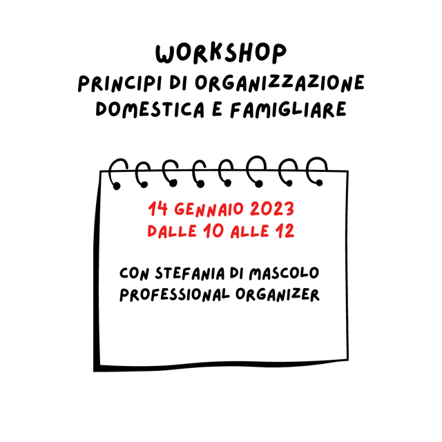 SayPaper Workshop Workshop “Principi di organizzazione domestica e famigliare”